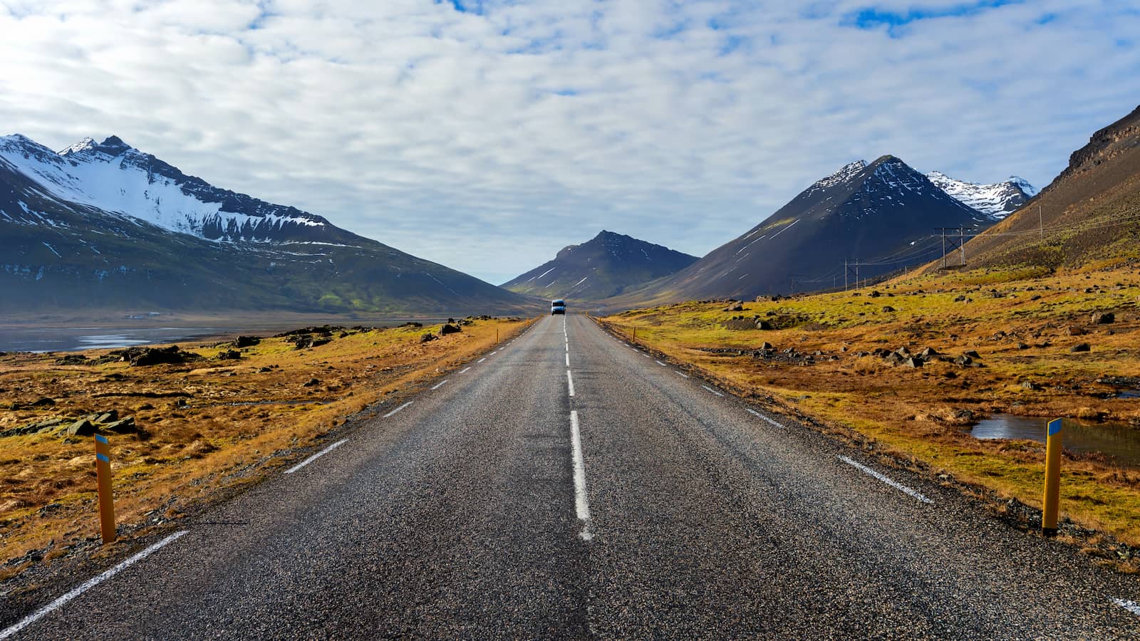 Scenic Iceland landscape with mountains and road